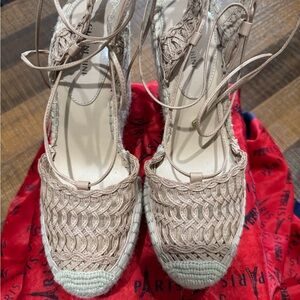 Elegant Beige Espadrille Wedges